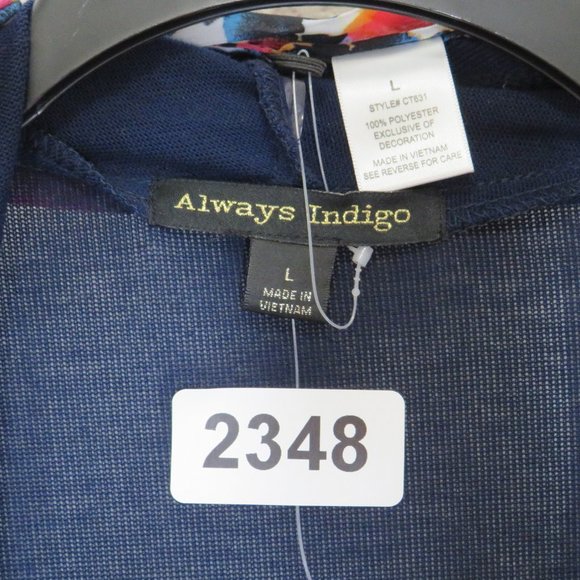 Always Indigo* Women's Long Tabbed Sleeve Boat Neck Scarf Cardigan/Blouse~ Large - Picture 4 of 11